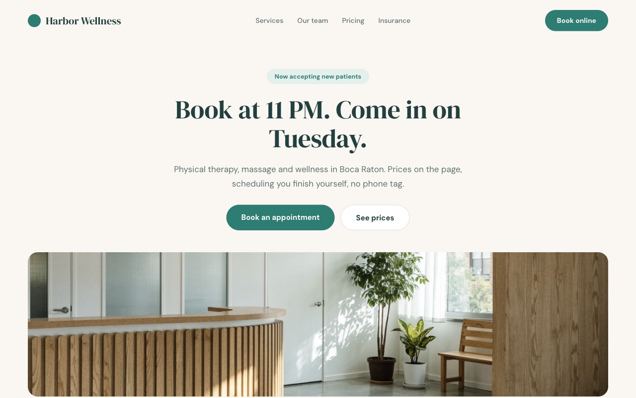 Website design for a wellness clinic