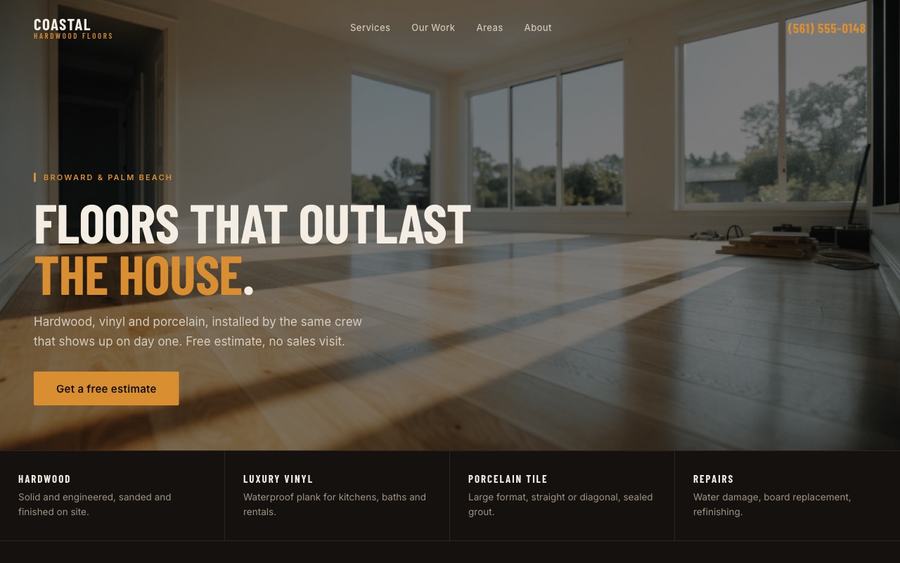 Website design for a flooring and remodeling contractor
