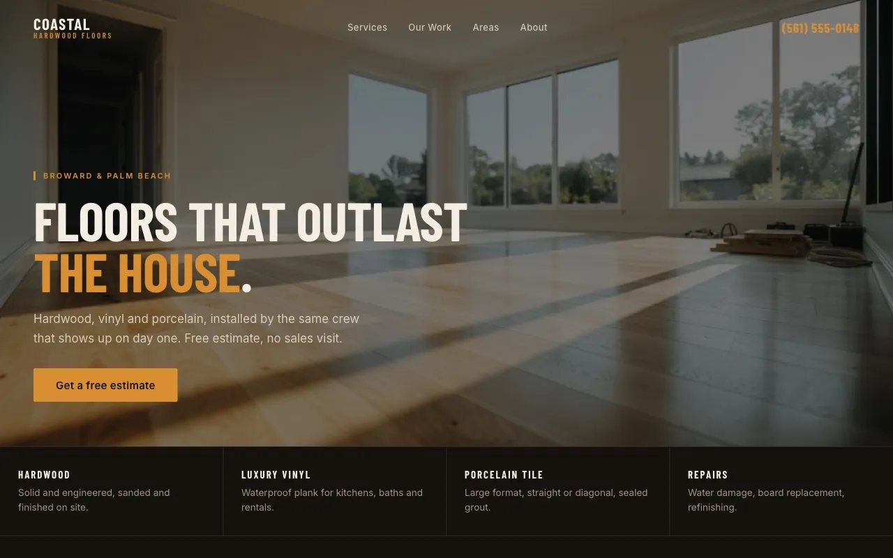 Website design for a flooring and remodeling contractor