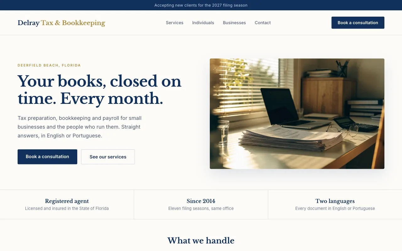 Website design for a tax and bookkeeping office